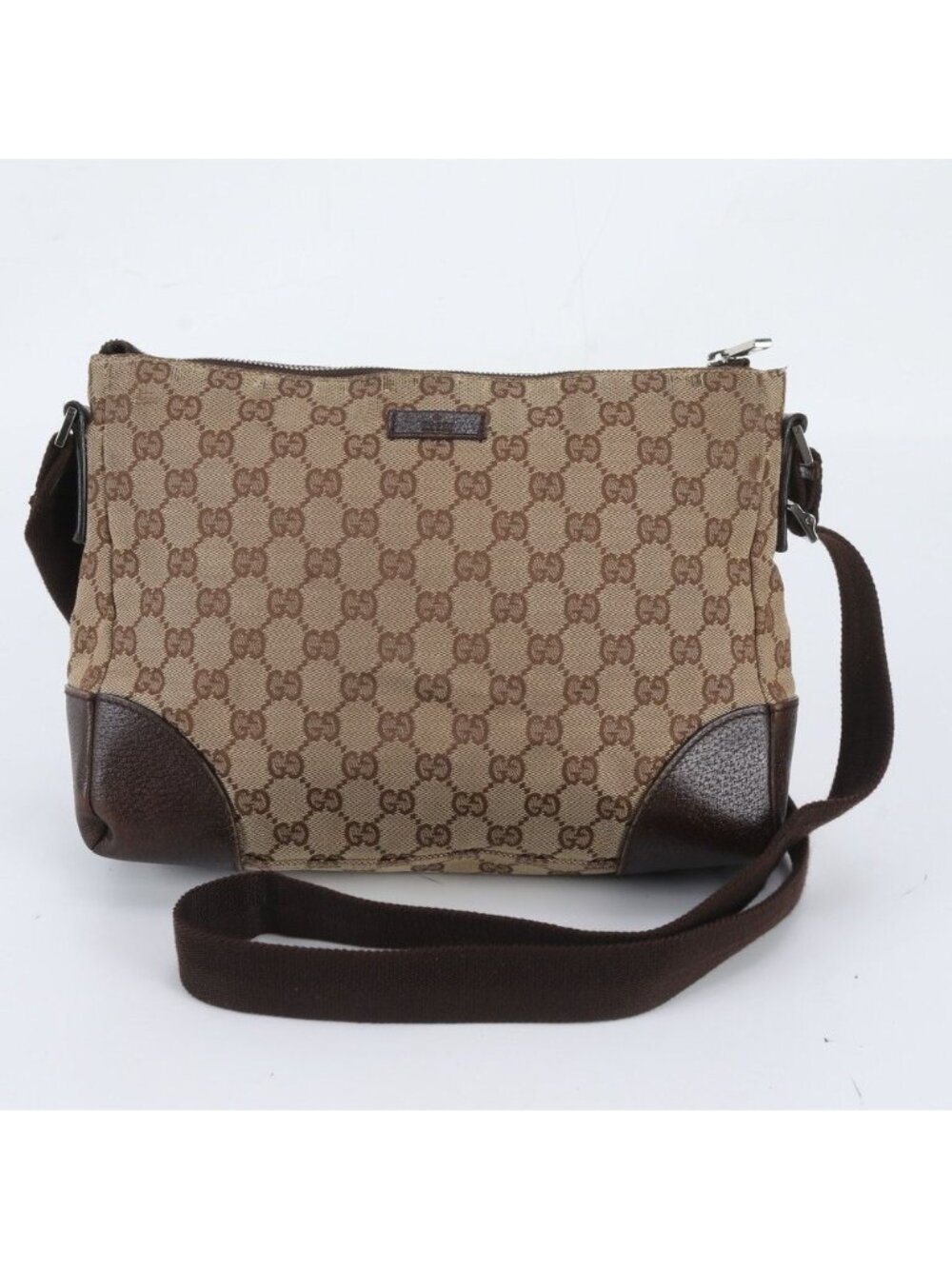 Gucci GG Canvas Leather Shoulder Bag Crossbody Hand